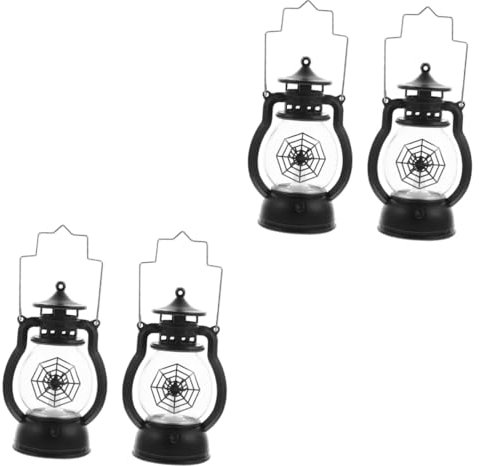 Ciieeo 4 Stück Spinnennetz-Öllampe Handlampe Halloween-Kerzenlaterne Mini- halloween horror halloween grusel Ornament spinnennetz licht halloween Halloween-Lichter Plastik