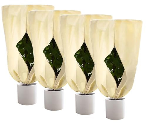 Afenau Cappuccio Protezione Piante, 4 Pezzi 80 * 60cm Telo Copri Piante Inverno con Cerniere, Telo per Piante Inverno Antigelo, Protezione Invernale per Le Piante per Piante in Vaso, Palme, Ulivi