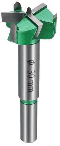 sourcing map Forstner Drill Bit 1-3/16 (30mm) Carbide Upgraded 3 Flutes Wood Hinge Drill Bits Opener Cutter for Hole Drilling Woodworking, Green