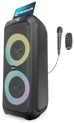 Majority Cassa Bluetooth Potente con Microfono | 300W Casse Bluetooth Potenti con Batteria 8HR | 2.0 Cassa con Microfono Portatile | USB & AUX | Display a LED P300 Casse Karaoke