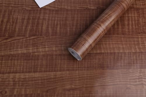 BUVU Klebefolie Möbel braun Holzoptik Möbelfolie Selbstklebende Folie Holz Tapete 45cm X 300cm braun Vintage Streifen Folie Wasserdicht Wandtapete für Möbel Wände Schränke Küche Tische