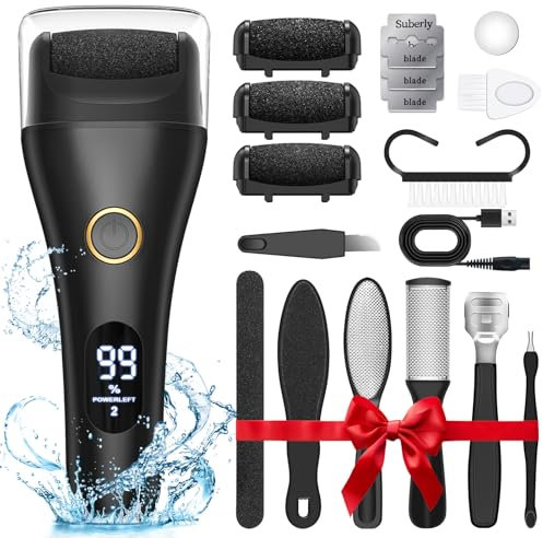Lima eléctrica para pies, removedor de callos para pies, removedor de callos de pies ajustable de 3 velocidades con herramientas de pedicura 16 en 1, cuidado profesional de los pies, para eliminar la