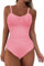 NLAND Donna Costume Intero Costume da Bagno da Spiaggia Donna Retro Bikini Push Up con Volant Monokini Donna(Rosa,XXL)