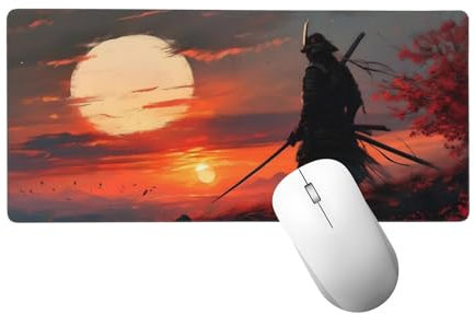 Gaming Mauspad XXL 700 x 300 mm, Mauspad Sonnenuntergang Mousepad XXL Schreibtischunterlage Groß Size, mit Genähten Kanten Mouse Pad Krieger Mousepad für Spiele, Home Office Deko Geschenke H-439