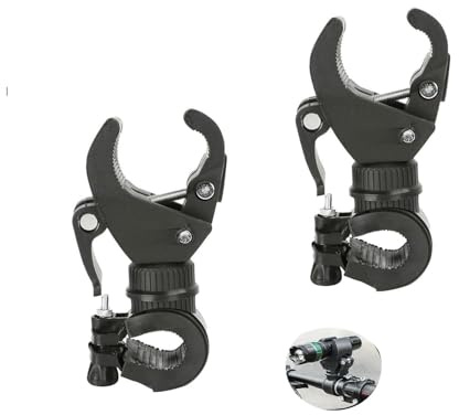 MaoNativey 2 Stück Mehrzweck-Krückenhalter, 360°Rollstuhlstockhalter,Taschenlampenhalter,Universal Zubehör für Rollstuhl, Rollator, Fahrrad