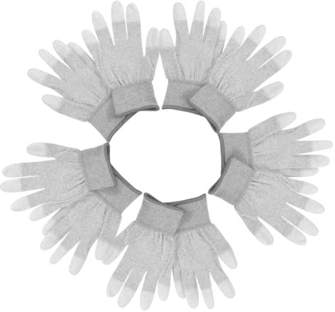ETHZZLE Antistatische Schutzhandschuhe 5 Paar l Mit Pu Beschichteten Fingerspitzen Antistatisch Rutschfest Reißfest Fürpc Bau Elektronikmontage Und Industrieeinsatz