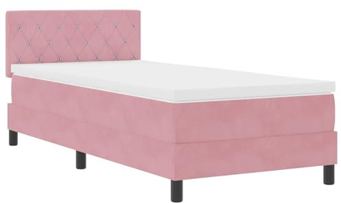 vidaXL Boxspringbett mit Matratze Pink 90x200 cm Samt