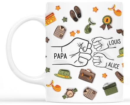 Cadeau Plus Mug Personnalisé Prénom - Le Meilleur Papa Papy - Cadeau fete des peres personnalisable, Tasse papa original, Papi mug, Tasse grand pere (Modèle 9)