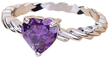 Generisch Rings Women Band Zirkonring Luxus Iced Out Schmuck Versprechen Verlobung Eheringe Ringe Bunte Steine (Purple, 8)