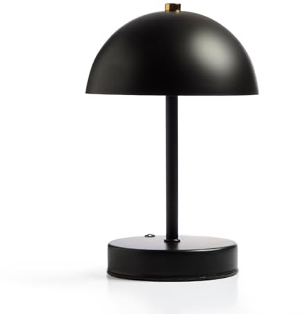 Global Gizmos Mushroom Table Lamps/Rechargeable Bedside Lamp/Touch Operated Dimming / 3 Different Light Shades / 25cm Height (Black)