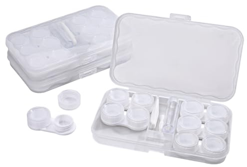 Diakey 18 Pack Clear Contact Lens Case with 3 Storage Box, Leak Proof Eye/Colored Contact Case Soak Container Organizer Holder with Accessories for Travel, Daily, Clear