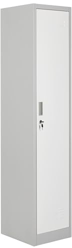 Beliani Storage Locker Metal Cabinet Unit Clothes Gym School White and Grey Athlete