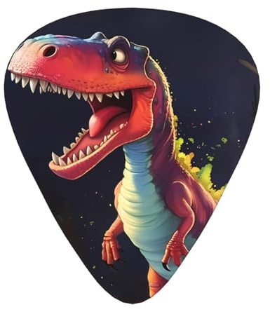 12-teiliges Gitarren-Plektrum-Set mit großem Mund und Dinosaurier-Drucken, bequemer und verschleißfester, knackiger Klang für Gitarre und Ukulele