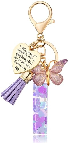 Luzzxfa Schlüsselanhänger Mädchen Lila - Buchstabe Anhänger Schmetterling Schlüsselanhänger Personalisierte Geschenke-Glücksbringer Keychain-Weihnachten Geschenk für Frauen, Kinder, Freundin, Mutter