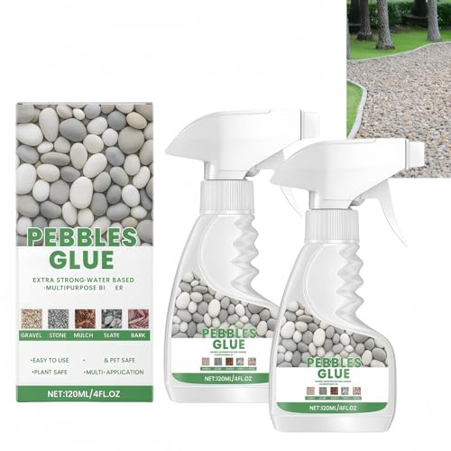 2PCS Pebble Glue Outdoor,Gravel Binder Spray,Resin Gravel Binder for Water-Based Stones,Bark,Patios & Garden Paths,Rock Glue for G/ravel & Garden Stones,Lockdown Sticky Rock G/lue for G/ravel