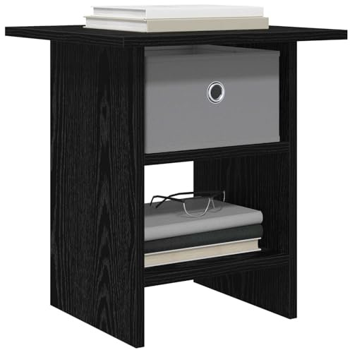 vidaXL Nachttisch 2 pcs Schwarz Eichen-Optik 41 x 40 x 45 cm, Wohnzimmer Tisch, modernes rechteckiges Design, robuster Nachttisch, platzsparend mit viel Stauraum