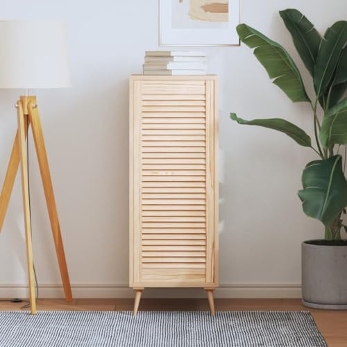 Runheo Porte d'armoire design à lamelles - 99,3 x 39,4 cm - En bois massif de pin - Porte avant de rechange - Rabat coulissant - Porte pliante - Porte à lamelles en bois - Remplacement - Revêtement
