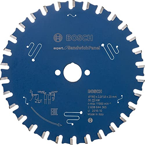 Bosch Professional 1x Kreissägeblatt Expert for Sandwich Panel (Sandwich-Paneele, Sägeblatt Ø 160 x 20 x 2 mm, Zähne 30, Zubehör Kreissäge)
