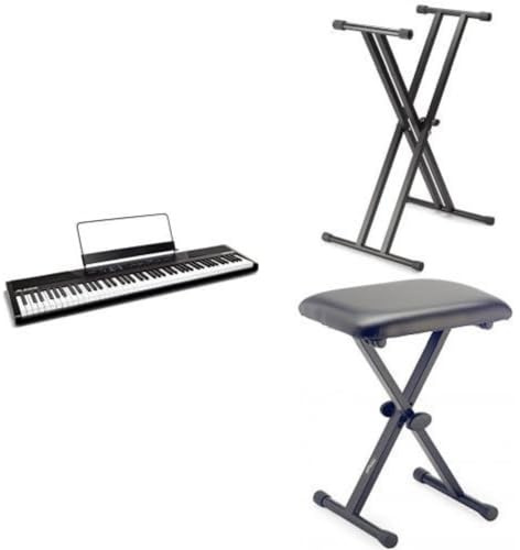 Alesis Recital Bundle | 88-Key Beginner Digital Piano with Full-Size Semi-Weighted Keys, Stand & Bench