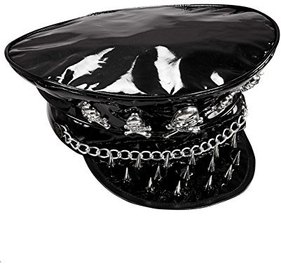 Enter-Deal-Berlin MÜTZE - ROCKER - schwarz, mit Kette und Totenkopfnieten