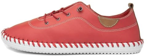 Lunar St Ives Leather Plimsoll 5 UK Red