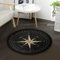 Mnsruu Tapis rond pour salon, chambre à coucher, motif boussole, rose, noir, 92 cm de diamètre