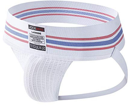 Sexy Slips Jockstrap Männer Herren Sport Unterwäsche Suspensorium Sexy Sportlich Suspensorium Sport Jockstrap Strings Breiter Gürtel Strings 7 Farben (Weiß, XXL)