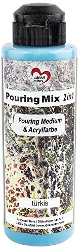 Ideen mit Herz Pouring Mix 2in1 | Pouring Medium & Acrylfarbe | 180 ml | kein weiteres Mischen mit Fluid, Medium oder Silikonöl erforderlich (türkis)