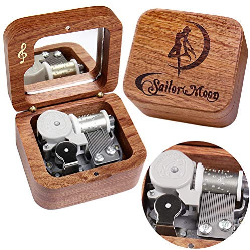 Sinzyo Sailor Moon Vintage Holz mechanische Spieluhr Geburtstag Geschenk Weihnachten Valentinstag (Palisanderholz Musical Note)