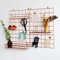 FRIADE Wandgitter-Panel für Foto-Display, Wandaufbewahrung, Organizer, 5 Metall-Clips, 3 S-Haken, 4 Nägel, 4 Kunststoff-Hängeschnallen und 4 Schrauben, Größe 44,5 x 30 cm, 2 Stück (Roségold)