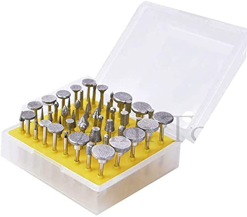 KATSU Diamond Burr Set for Rotary Tool 50PCs 3mm Shank Die Grinder Electro Plated Diamond Burr Drill Bits Set Grit #120 for Engraving Carving Grinding Polishing Sanding 124307