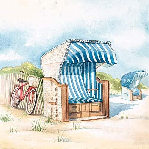 20 Servietten Fahrrad am Strandkorb | Maritim | See | Meer 33x33cm