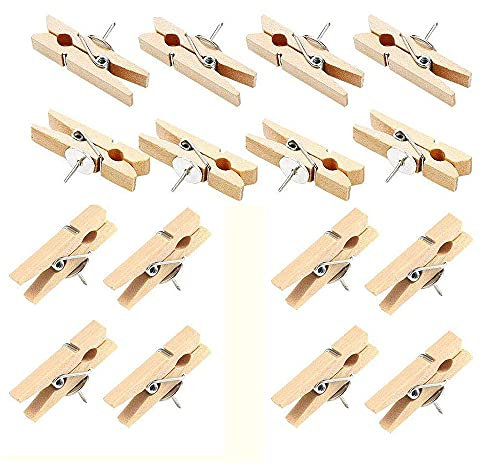 20 pinzas de madera para prensar pinchos de madera para tableros de corcho, manualidades, fotos, exhibición de fotos