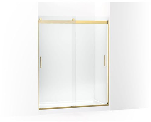 KOHLER Levity Sliding shower door, 74-in H x 56-5/8-59-5/8-in W, with 1/4-in thick Crystal Clear glass