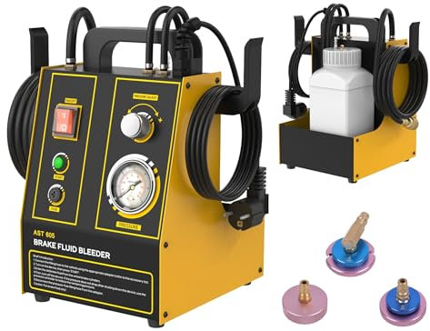 220V Auto Bremsenentlüftergerät Elektrisch, 0.7~2.5 Bar kfz Bremsenentlüftungsgerät mit 3 Adaptern Bremsflussigkeit Wechselgerät Kompatibel mit Benz BMW