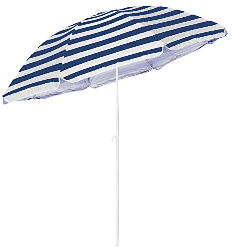 JMS we create smile Patio Garden Beach Parasol Sunshade Sun Umbrella Outdoor Tilting Folding (Blue/White)