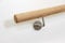 Handlauf aus Holz, Treppengeländer, Wandhandlauf in Eiche, Enden: 5mm Radius, Geländer mit Edelstahlhalter, Durchmesser 42mm, 80 cm Länge