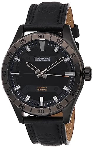 Timberland Herren Armbanduhr Calverton in der Farbe Schwarz mit Lederarmband, Gehäusedurchmesser: 46 mm, TDWGA2201203