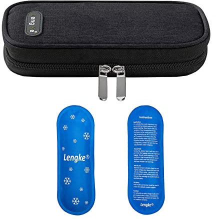 MaBanocota Insulin-Kühlbox, Diabetiker-Reisekoffer-Kühltasche mit 2 wiederverwendbare Kühlakkus für Medikamente, Insulin-Pen und Zubehör (Schwarz)