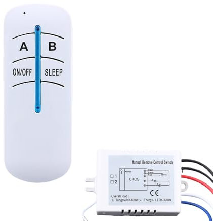 DEWIN Telecomando Senza Fili per Interruttore da Parete,Interruttore di Telecomando Wireless ON/off Digitale a 2 Vie Accessorio Luce trasmettitore Ricevitore remoto (Bianco)
