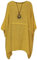 George Hilton New Italian Tops Ladies Italian Quirky Cotton Top Women Lagenlook Plain Summer Top with Necklace Tunic Dress Casual Wear One Size 16-26 UK (Mustard), One Size-XL Plus