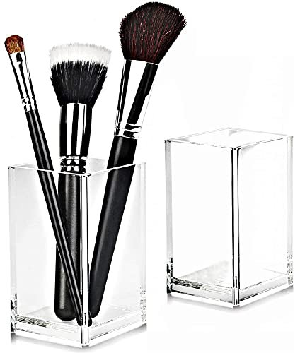Ritte Klarer Acrylstifthalter, 2 Pack Acryl Stifthalter, Make Up Pinselhalter, Groß Quadratischer Transparent Stifthalter Organizer Für Zuhause, Schreibtisch, Schreibwarenaufbewahrung