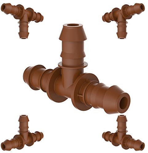 Kirchhoff | 5 x T-Stück | Fitting für Tröpfchenbewässerung | Steckverbindung für Drip-Bewässerung | Made in EU | Garten-Bewässerungssystem