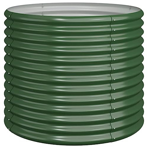 vidaXL Pflanzkübel Blumenkübel Hochbeet Blumenkasten Pflanzgefäß Pflanzkasten Blumentopf Garten Pulverbeschichteter Stahl 80x80x68cm Grün
