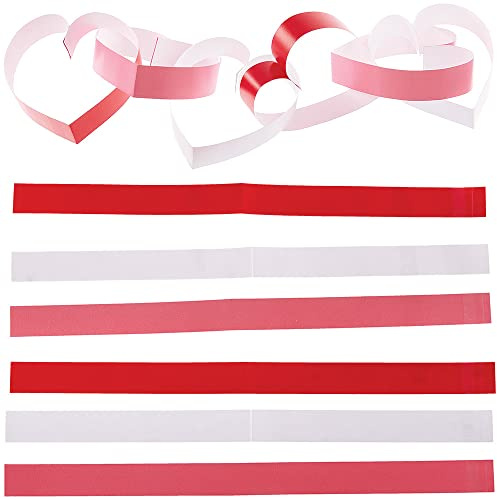 Baker Ross FX499 Heart Shaped Paper Chains - Pack of 150, Valentine's Day Decoration Paper Chains for Parties
