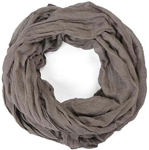 Miobo Loop Schal Crinkle Schal Halstuch Unifarbe 70 x 180cm Frühling Sommer Herbst Rund Anthrazit