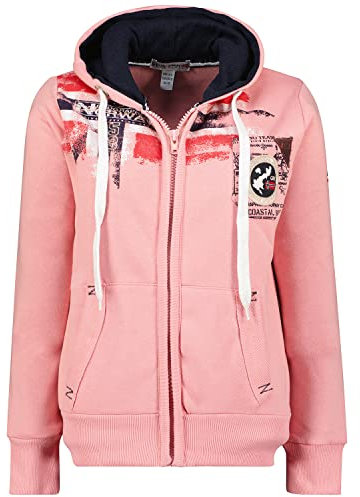 Geographical Norway Fespote Lady - Sweat Femme Zip Capuche Poches - Sweatshirt Manches Longues Chaud Hoodie Veste - Pull Femmes Saison Printemps Ete Automne Hiver (Rose Pale XL)