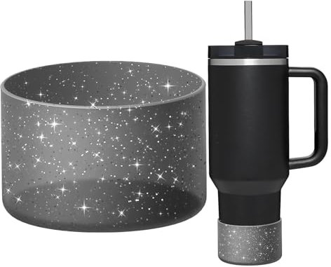 WUQID Protective Bling Silicone Boot Sleeve, Compatible with Stanley Tumbler 20-40oz & hydroflask Bottle 12oz-24oz, Glitter Reduces Dents Sleeve Cover for More Bottles/Tumblers Bottom of 2.83-2.95in