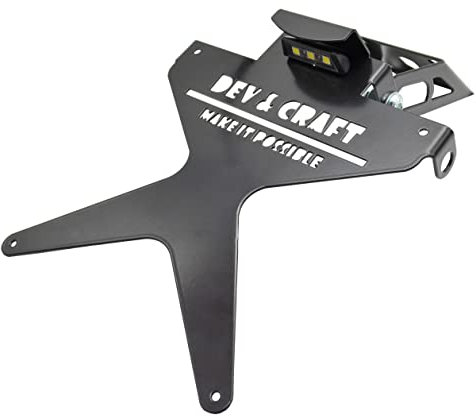 Portatarga per KTM Duke 125-390 Pieghevole Staffa Supporto con Luce Targa LED (Verniciatura Nera Luce Targa Bianca)