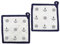 BUSDUGA 4354 2er Set Topflappen im maritimen Stil, 20x20cm, blau-weiß gestreift, wählbar zwischen Zwei Varianten (WEIß)